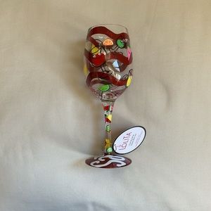 Lolita “Sangria Too” Hand Painted Artisan 15oz Wine Glass in Gift Box NWT